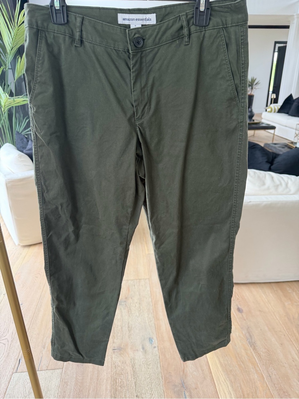 Amazon Essentials Women's Olive Green Chino Pants